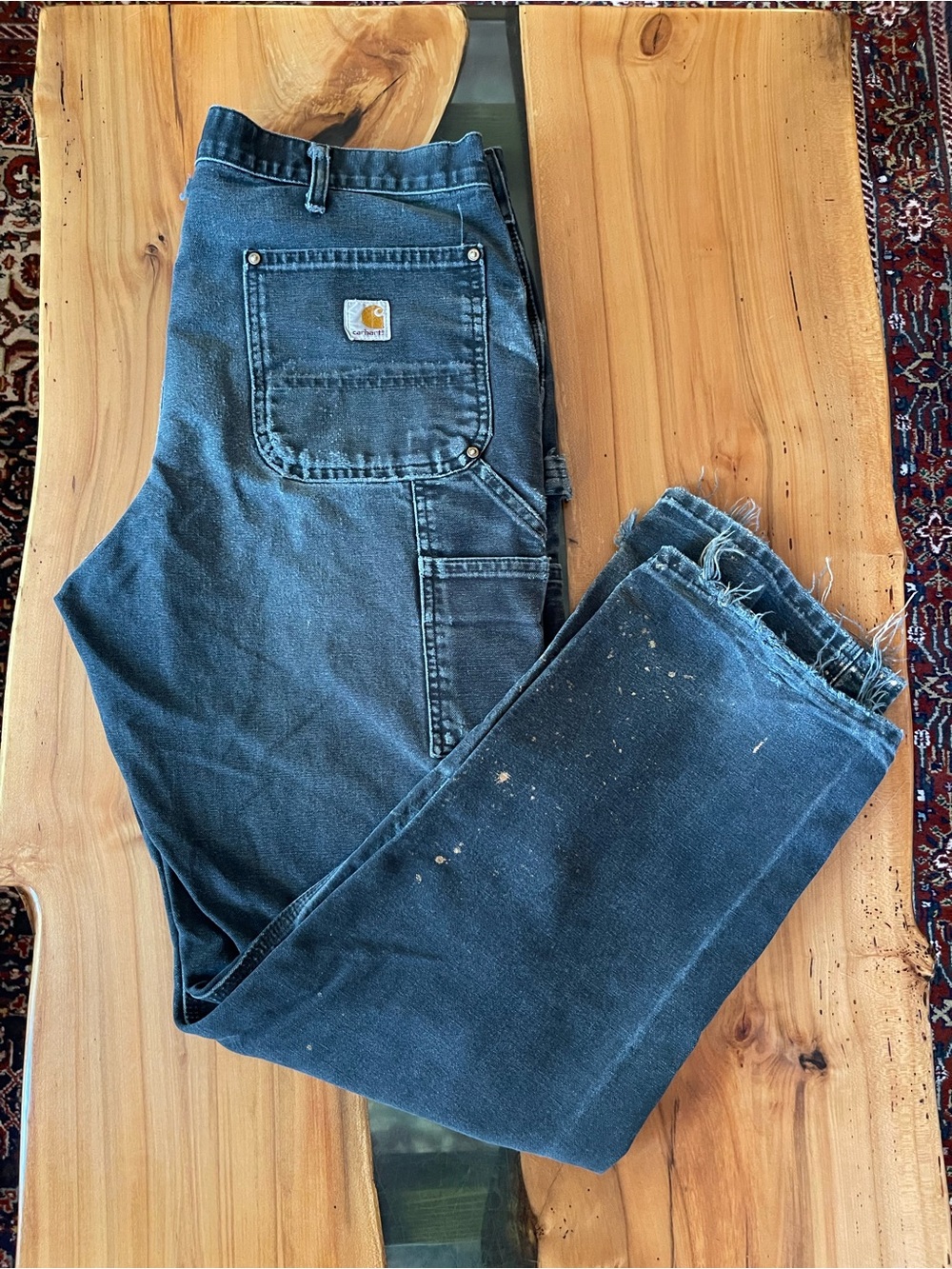 Carhartt Vintage Distressed Faded Men's Double Knee B01 BLK DuckPants 34/30